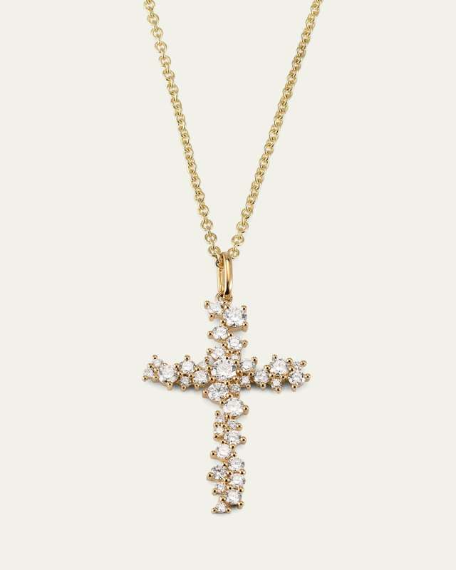 14K Cocktail Cross Charm Necklace