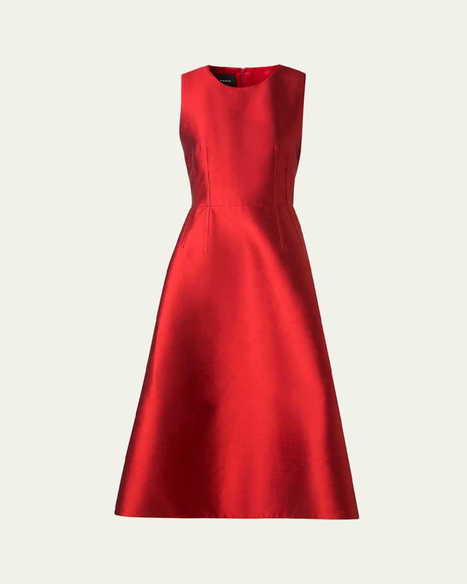 Dupion Sleeveless Midi Cocktail Dress
