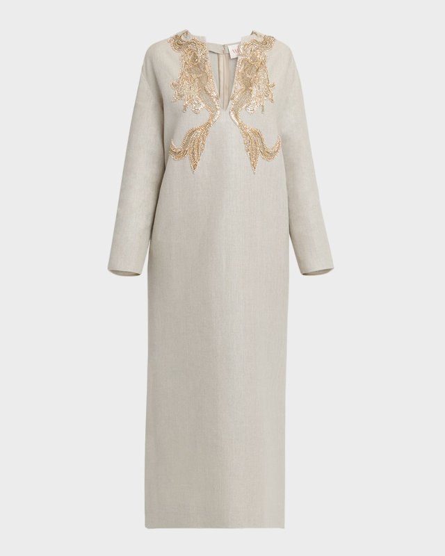 Crystal Embroidered Tunic Midi Dress