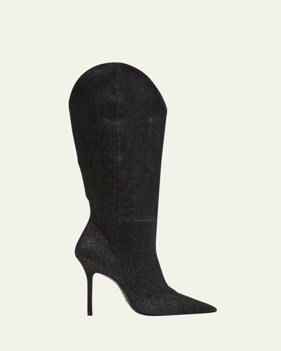 Stuart Outrider Denim Stiletto Boots