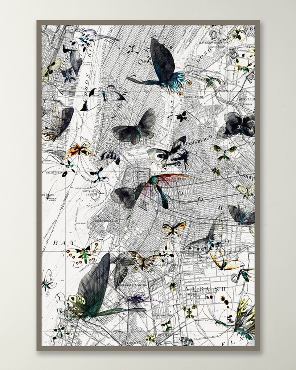 "New York Butterfly Map II" Wall Art