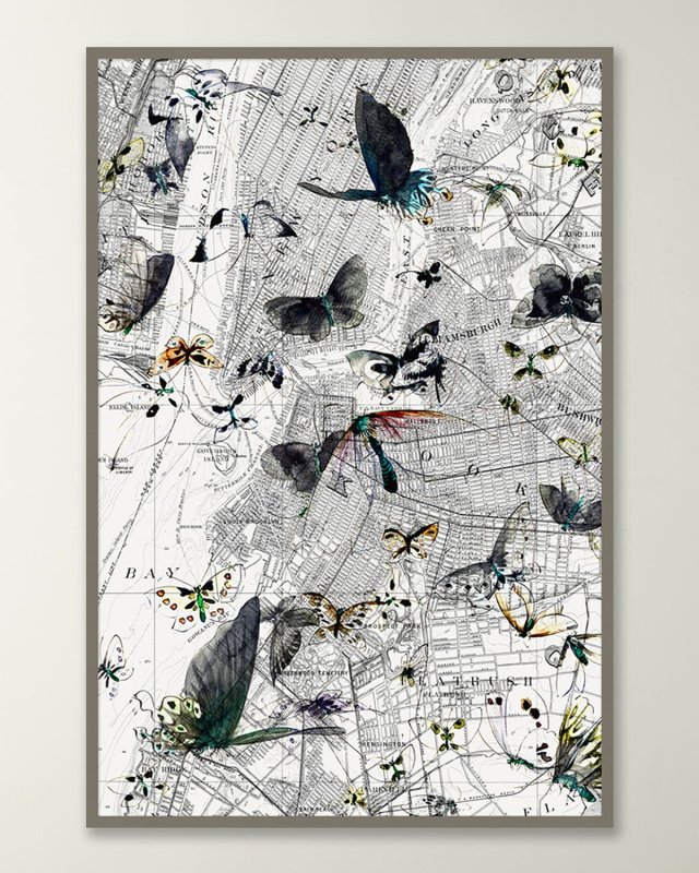 "New York Butterfly Map II" Wall Art