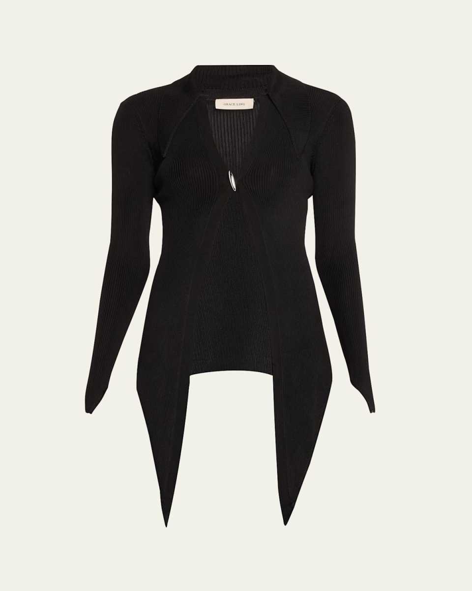 Angular Ribbed Knit Cardigan