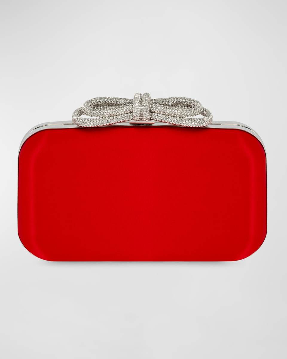Embellished Bow Satin Clutch Bag