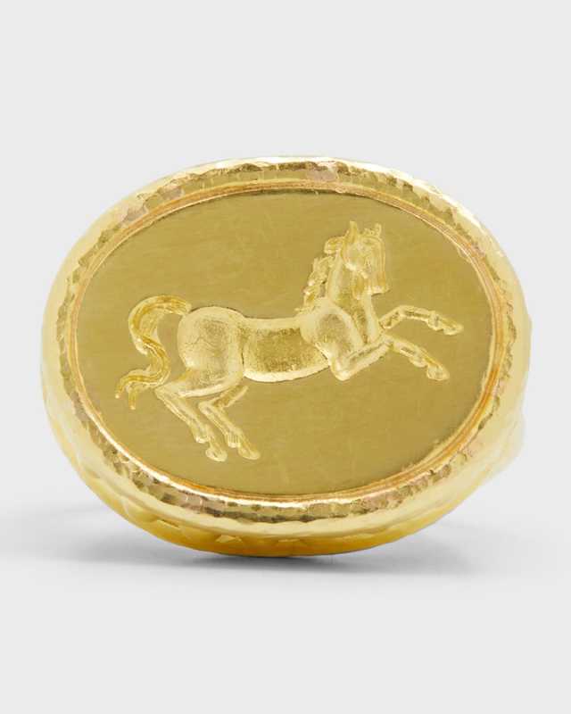 19K Horse on Oval Ring, Size 7