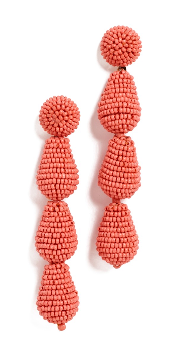 Kenneth Jay Lane Beaded Earrings Coral