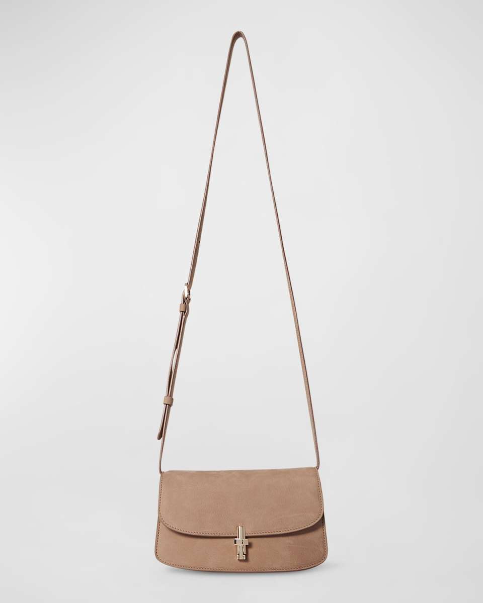 Sofia E/W Crossbody in Nubuck with Silver Hardware