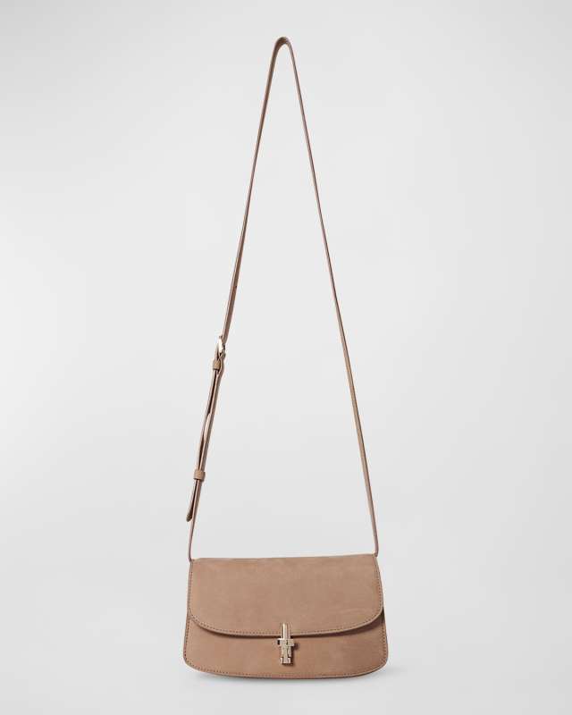 Sofia E/W Crossbody in Nubuck with Silver Hardware