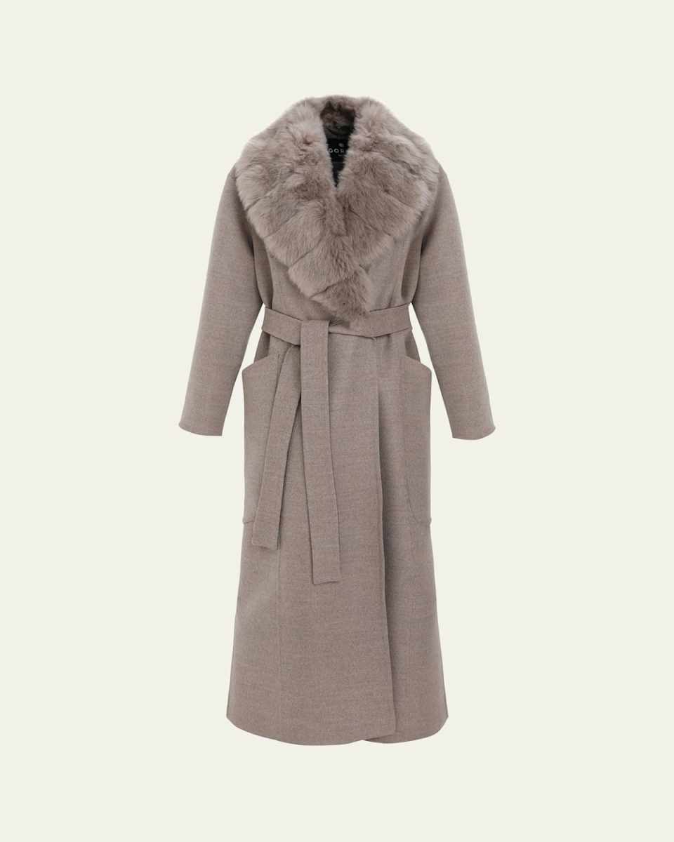 Loro Piana Double-Face Cashmere-Blend Coat with Detachable Merinillo Shearling Lamb Collar