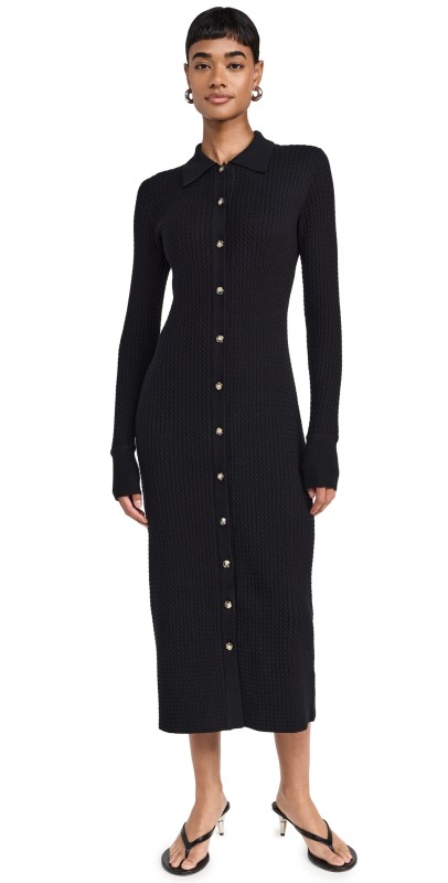 Proenza Schouler White Label Phillips Knit Dress in Micro Cable Black