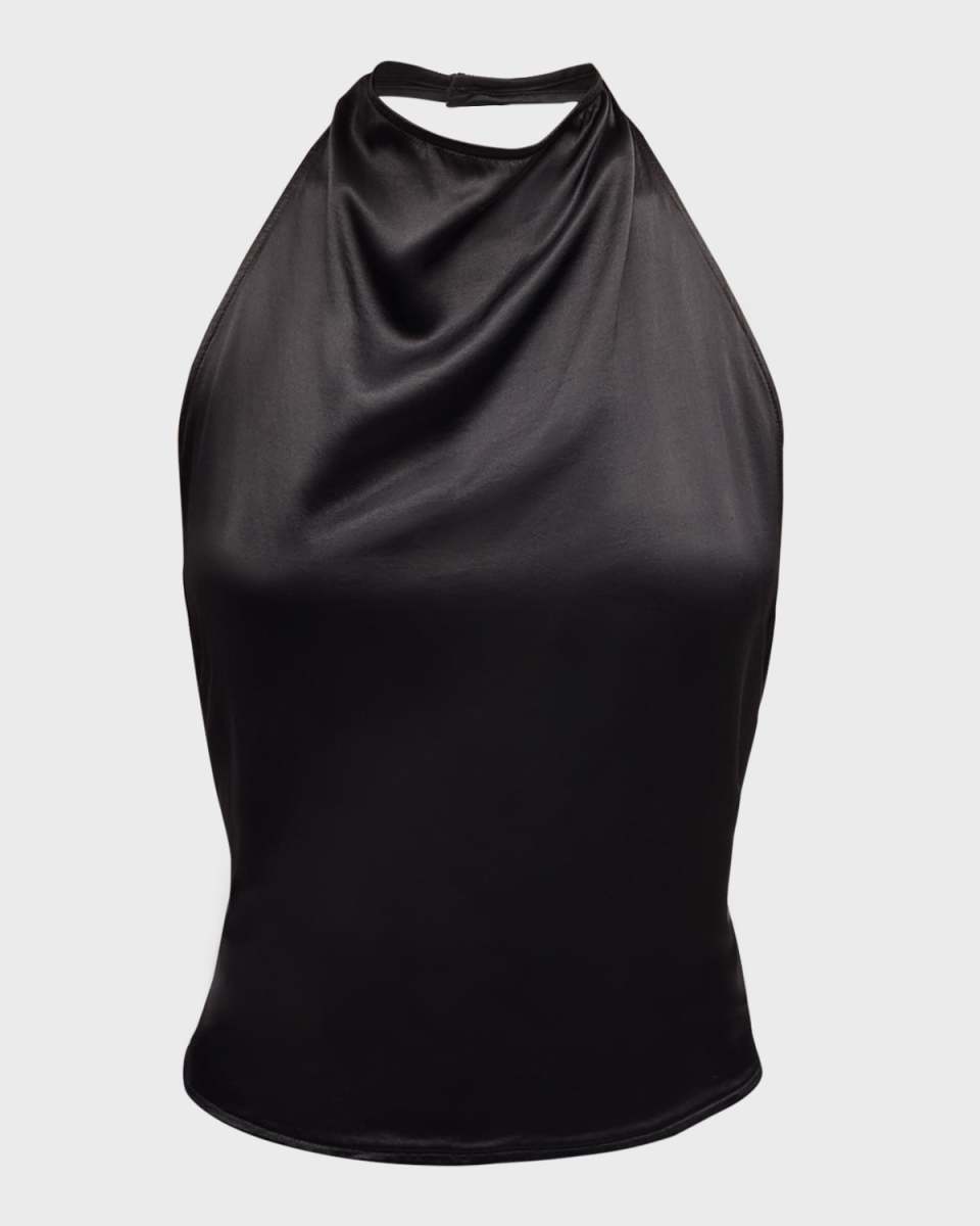 Satin Backless Halter Blouse