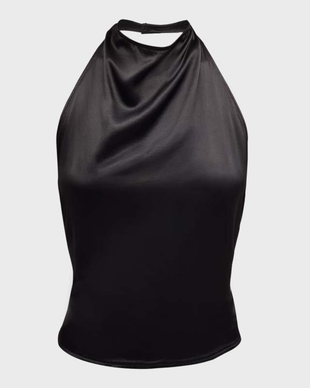 Satin Backless Halter Blouse