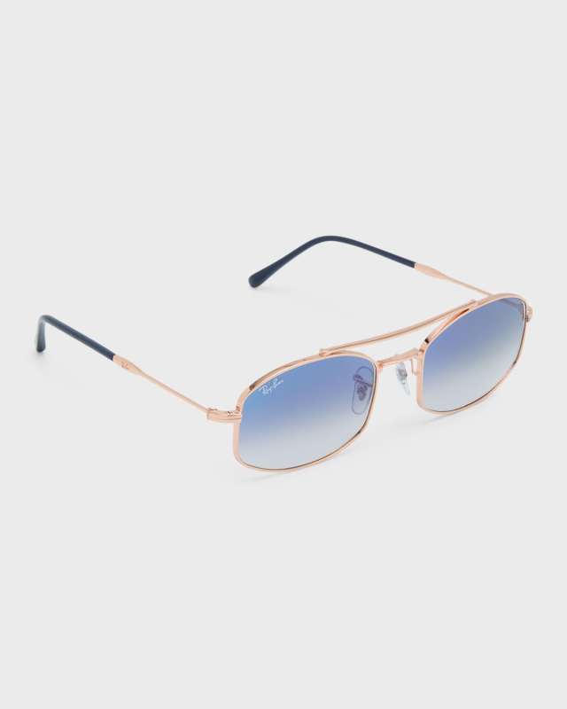 Gradient Metal Aviator Sunglasses, 54MM