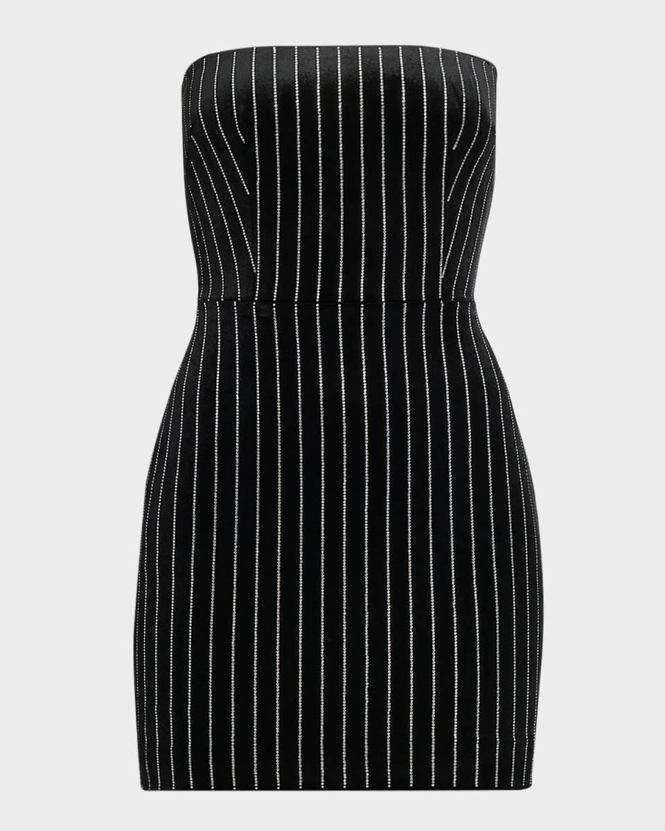 Strapless Crystal Velvet Mini Dress