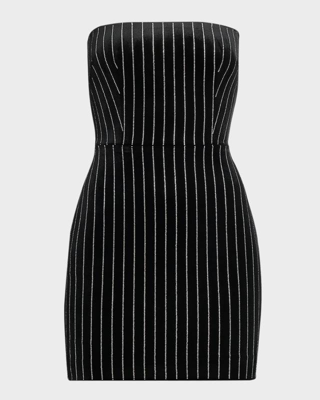 Strapless Crystal Velvet Mini Dress