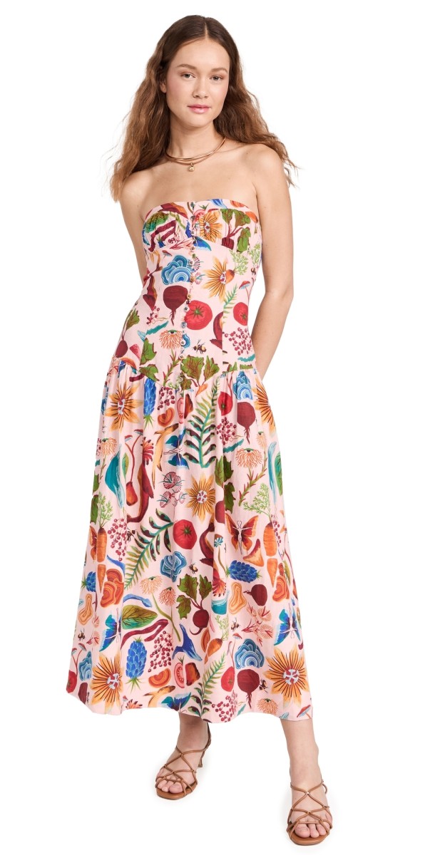 FARM Rio Bright Farm Beige Strapless Maxi Dress Bright Farm Beige