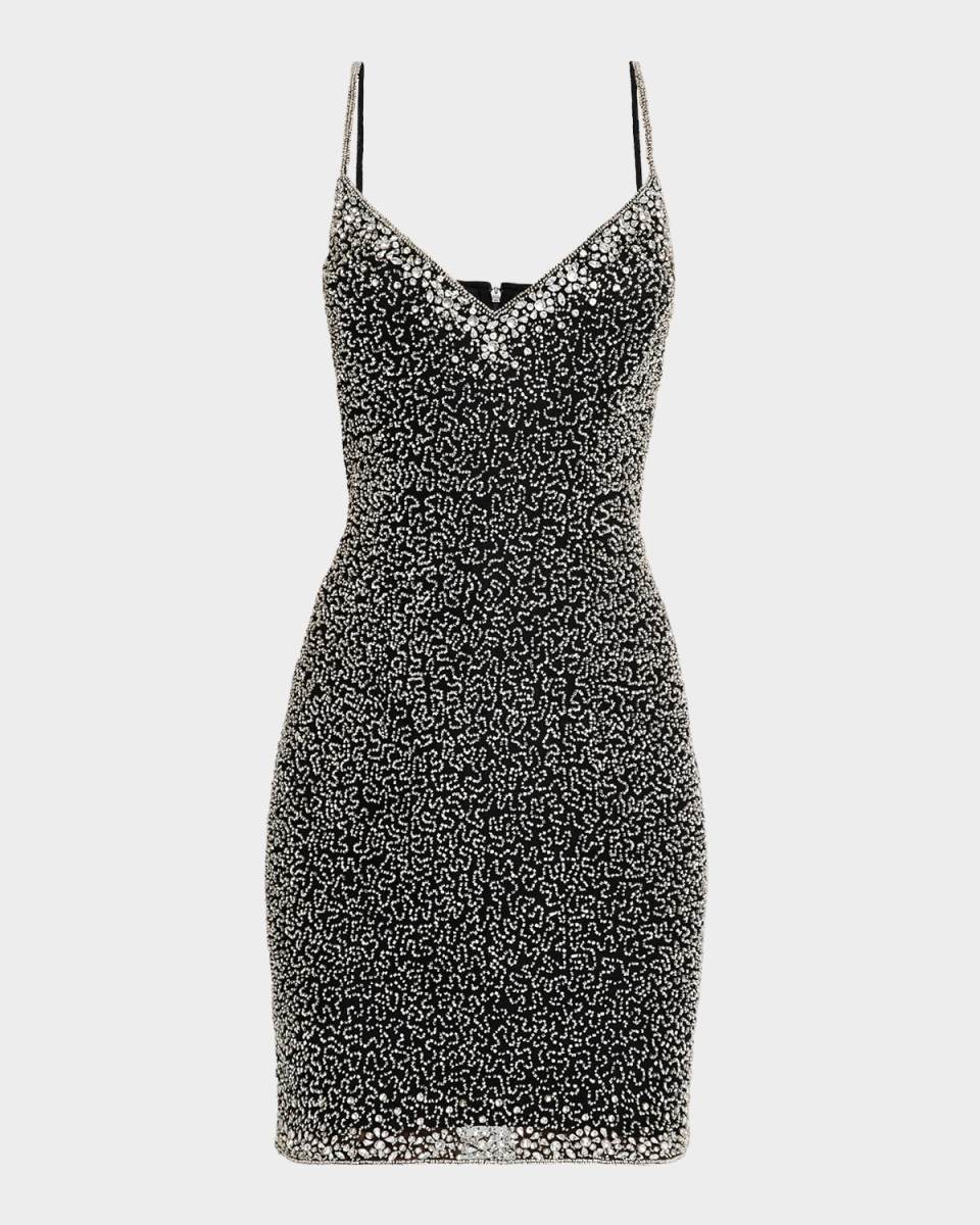 Beaded Crystal-Embellished Mini Dress