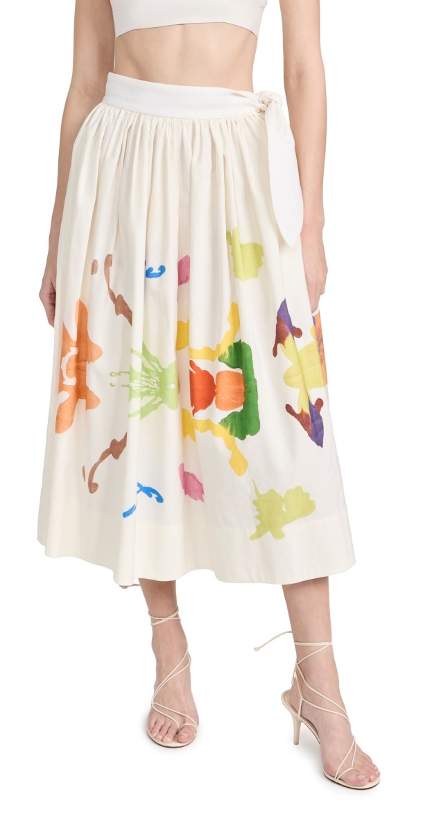 Rosie Assoulin Tie Skirt White Multi