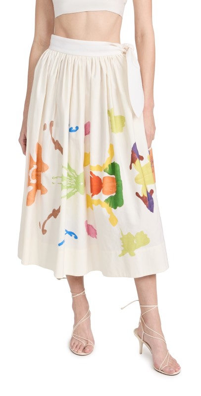 Rosie Assoulin Tie Skirt White Multi