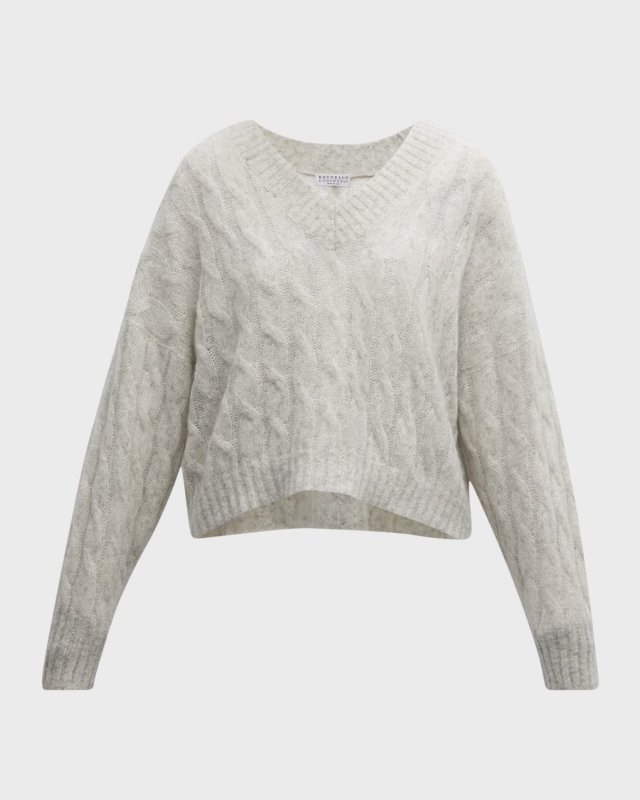 Mohair Wool Cable-Knit Sweat