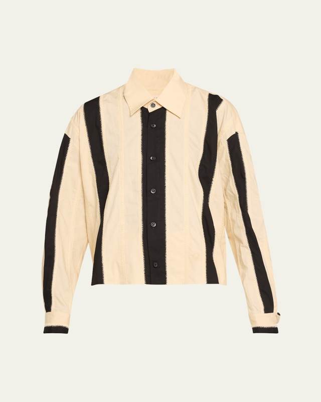 Stripe Embroidered Button-Down Shirt