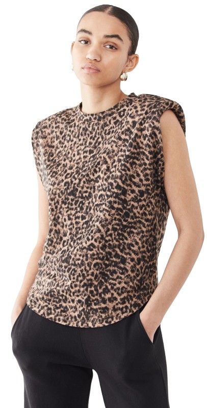 Good American Printed Strong Shoulder Tank Sepia Leopard002