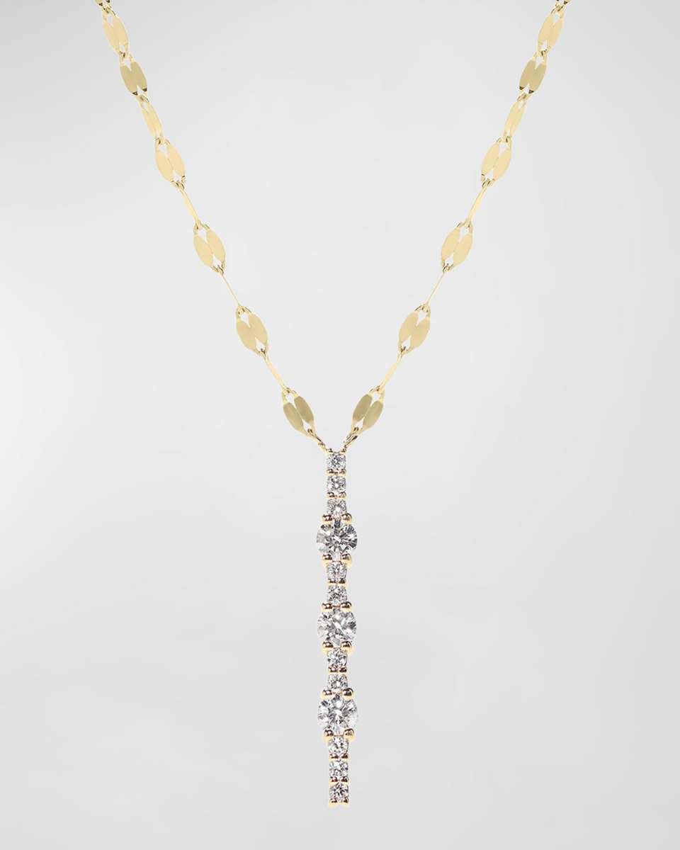 Flawless 14K Gold Linear Diamond Pendant Necklace