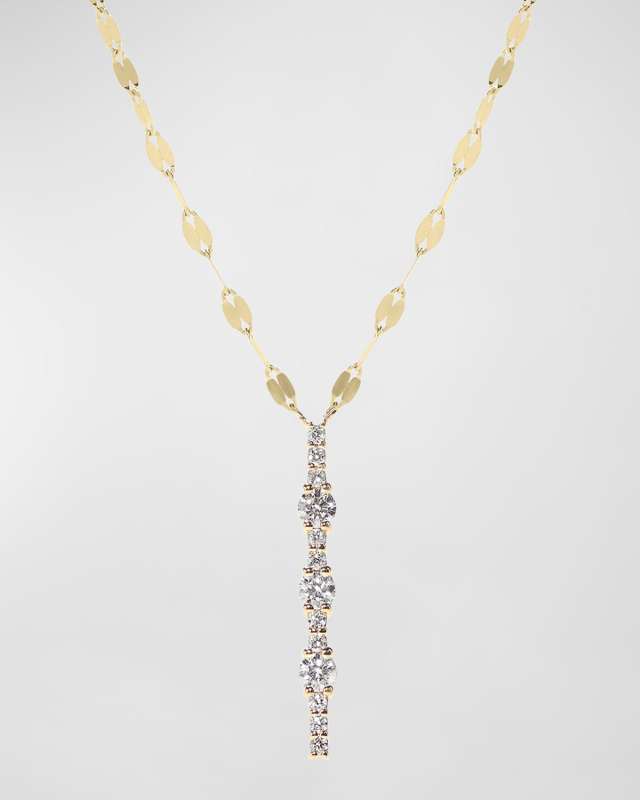 Flawless 14K Gold Linear Diamond Pendant Necklace
