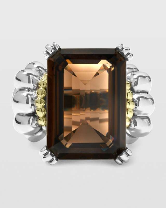 Glacier 18x13mm Gemstone Two-Tone Ring