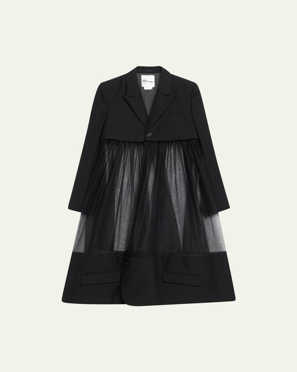 Long Tulle Swing Blazer Jacket
