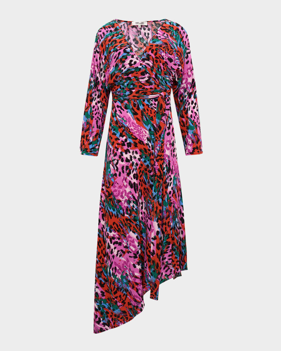 Eloise Animal-Print Midi Wrap Dress