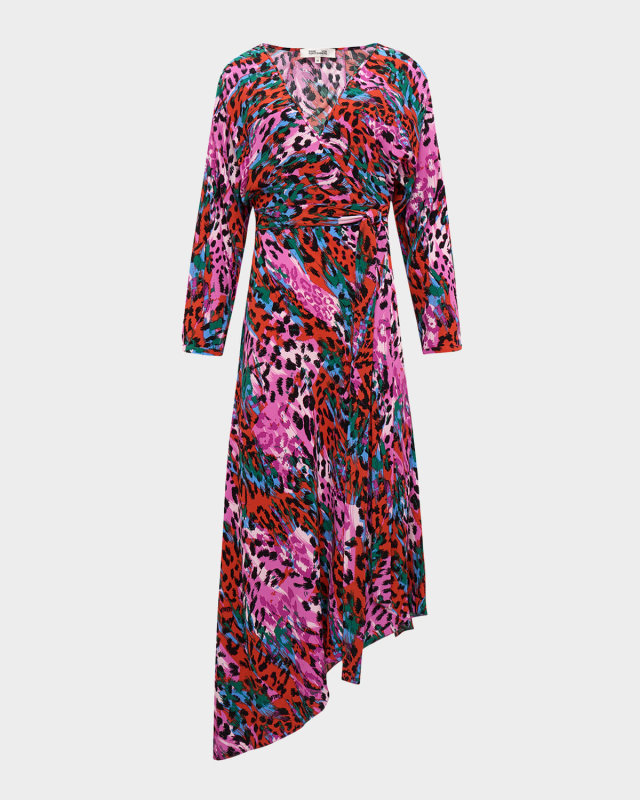 Eloise Animal-Print Midi Wrap Dress