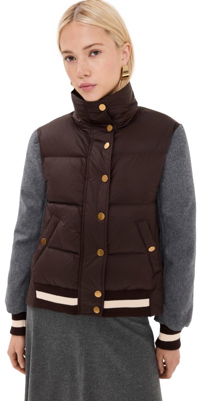 Veronica Beard Ethan Puffer Jacket Dark Chocolate