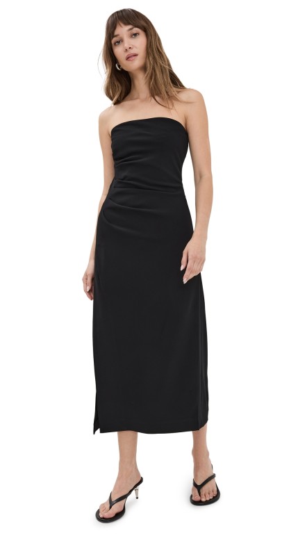Proenza Schouler Shira Strapless Dress In Matte Crepe Black