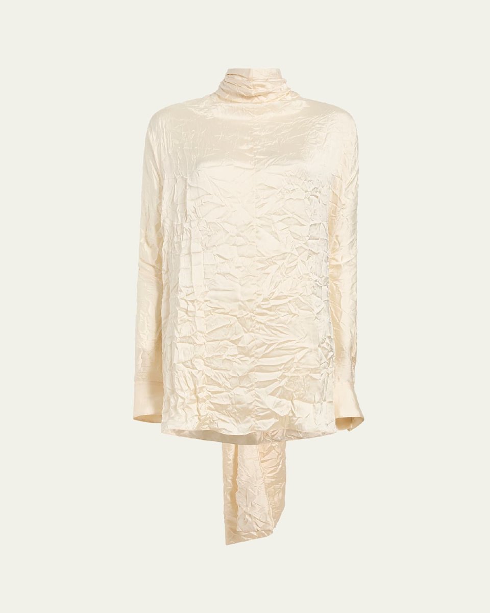 Bex Crinkle Scarf-Neck Top