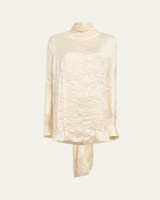 Bex Crinkle Scarf-Neck Top