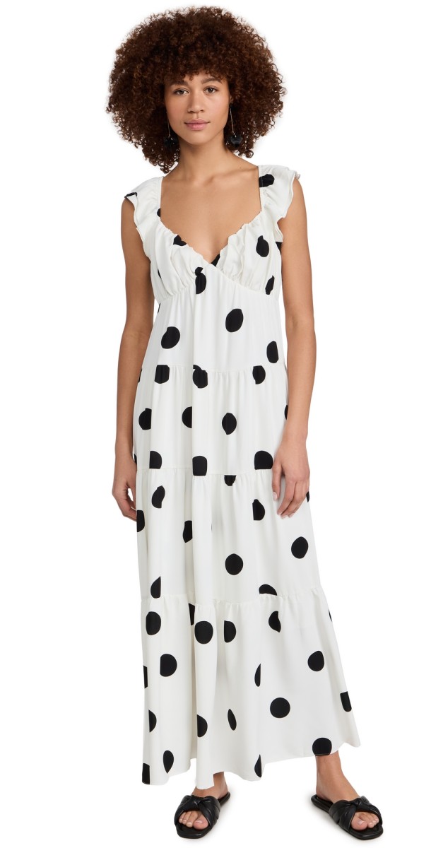 English Factory Polka Dot Maxi Dress White/Black