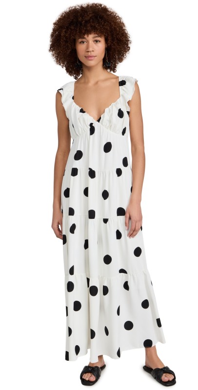 English Factory Polka Dot Maxi Dress White/Black