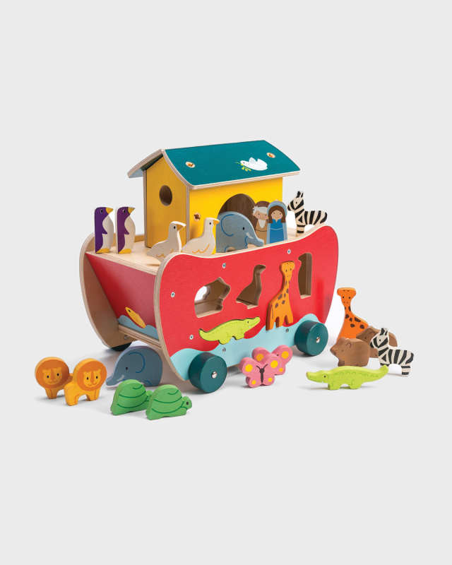 Noah's Shape Sorter Ark 22-Piece Wooden Toy Set