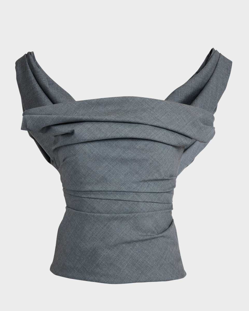 Dora Draped Off-Shoulder Wool Top