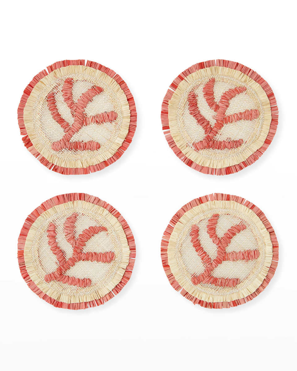 Coral Straw Coasters, Set of 4