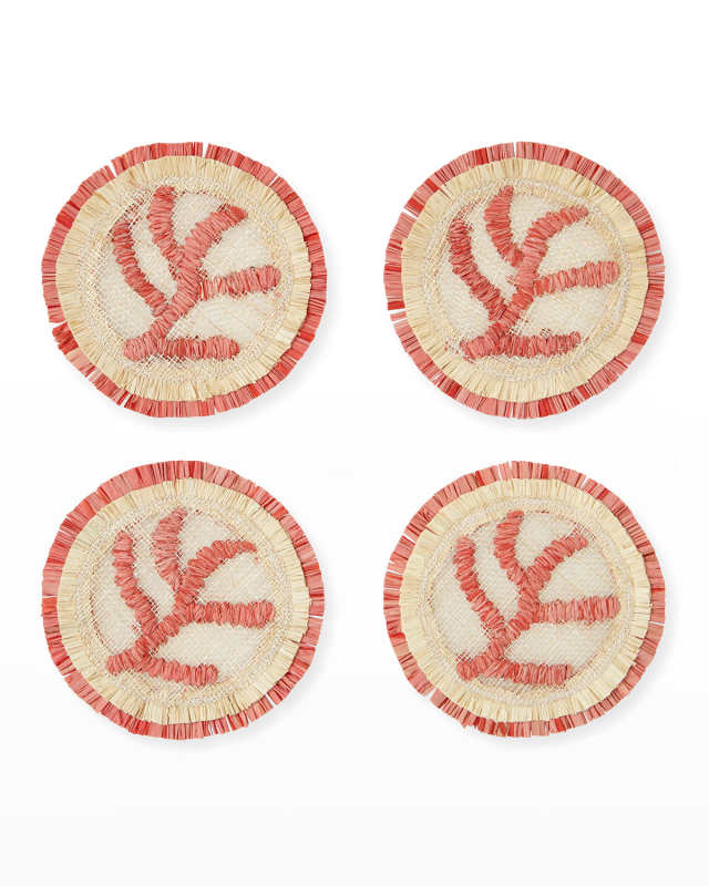 Coral Straw Coasters, Set of 4