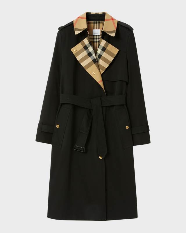 Sandridge Check Belted Double-Breasted Trench Coat