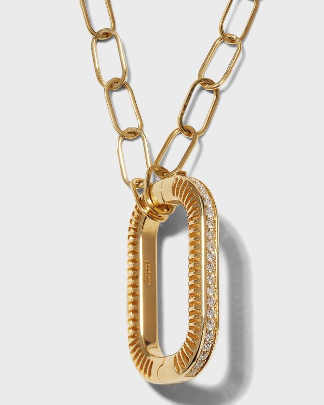 Yellow Gold Diamond Lock Necklace