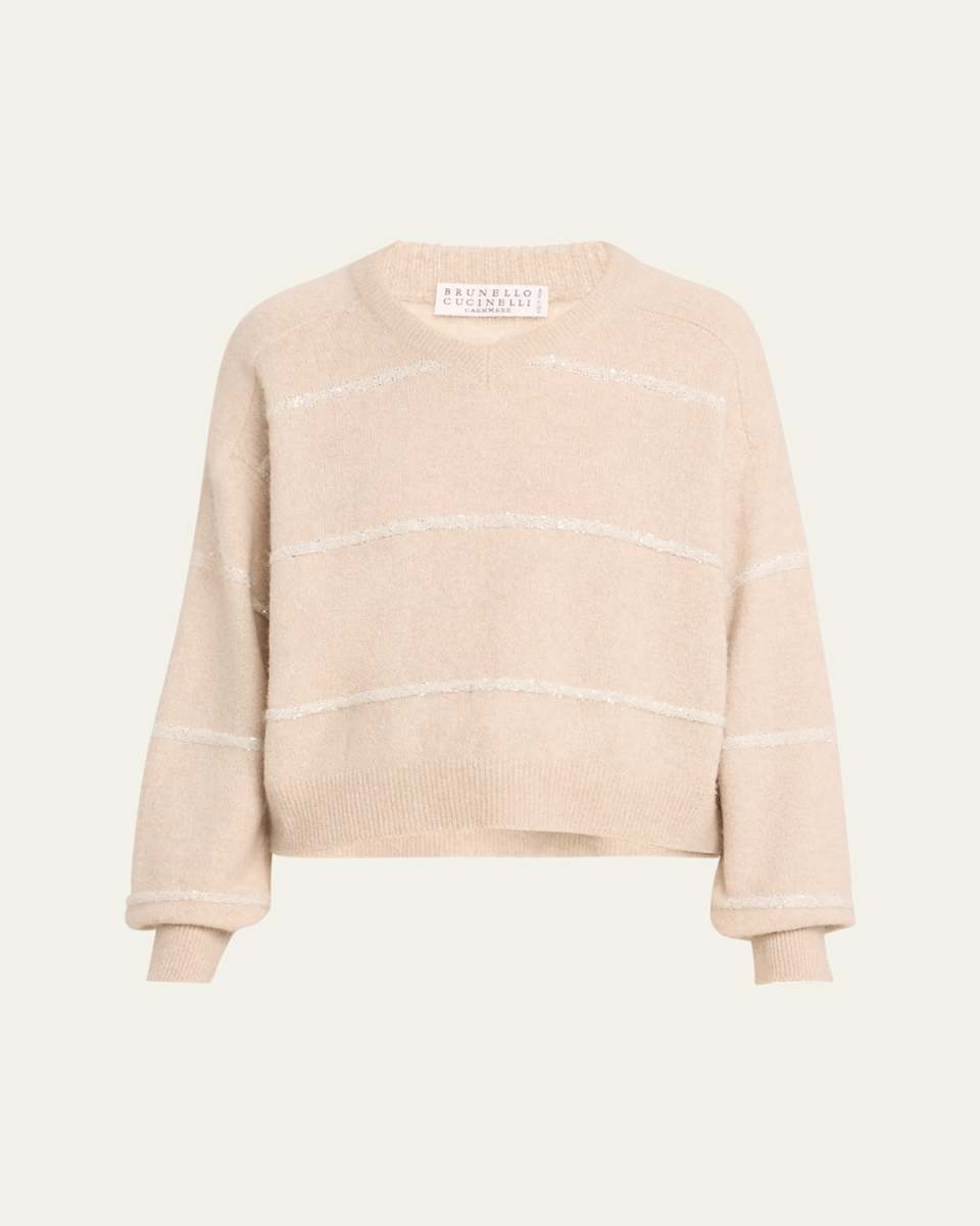 Alpaca Cotton Paillette Striped Sweat