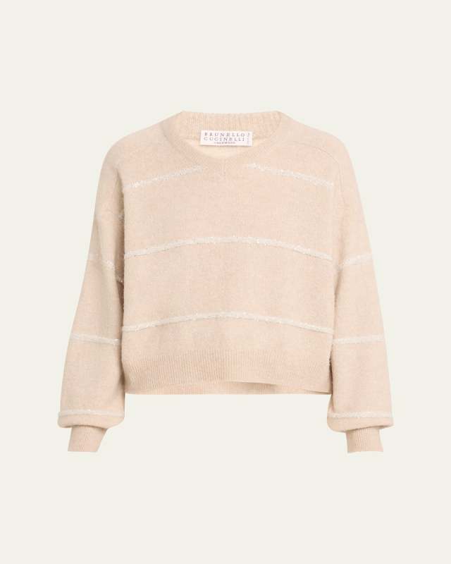 Alpaca Cotton Paillette Striped Sweat