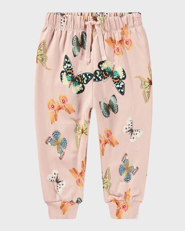 Girl's Simeon Butterfly-Print Joggers, Size 3M-