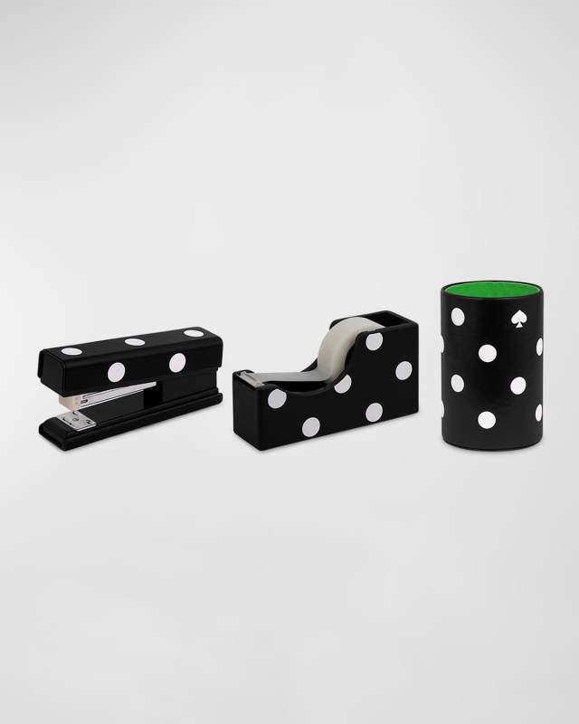 picture dot stapler, tape dispenser, and pencil cup desk set