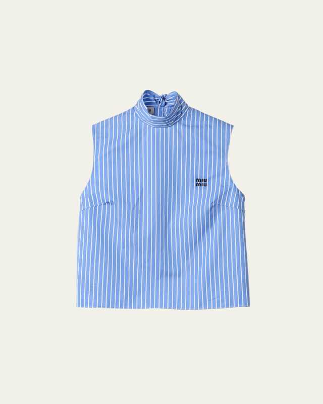 Stripe Boxy Top with Neck Tie