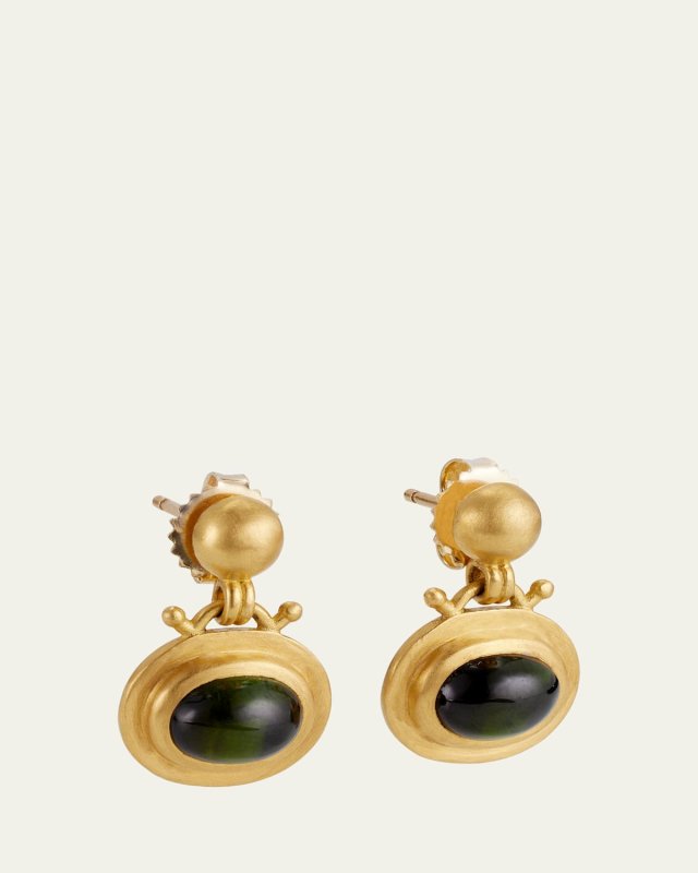 Green Tourmaline Bell Earrings